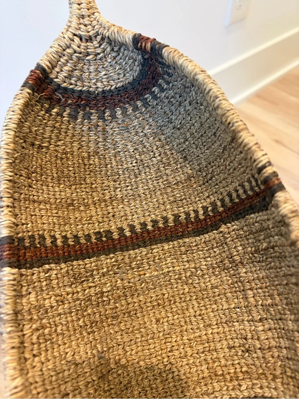 Vintage Ethiopian Handwoven Seagrass Canoe Bread Basket Boho Woven Tray